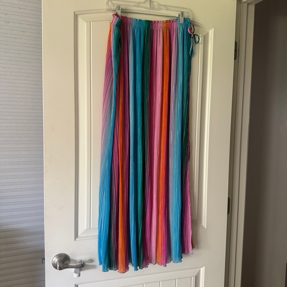 Show Me Your Mumu Portofino Rainbow Stripe Maxi Sarong Skirt - Size Medium - Picture 3 of 4